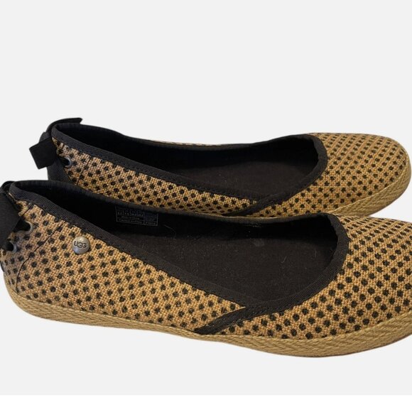 UGG Polka Dot Bow Indah Burlap Slip On Flats Shoes Women's size 8.5 - Picture 2 of 10